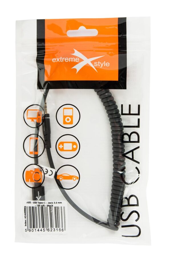 Cable AUX USB type-C - Jack 3.5 mm - eXtreme® - 150 cm - black