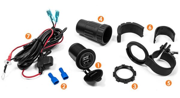 Motocyklowe gniazdo USB - eXtreme® MUS09 + adapter