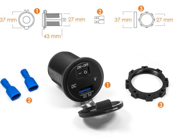 Motorcycle usb socket - MUS13