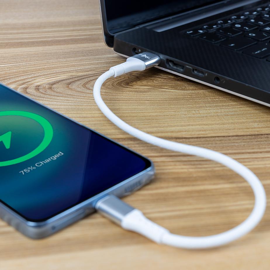 Wzmocniony kabel Ampere USB - iPhone Lightning - eXtremestyle® - 0.3 m - biały