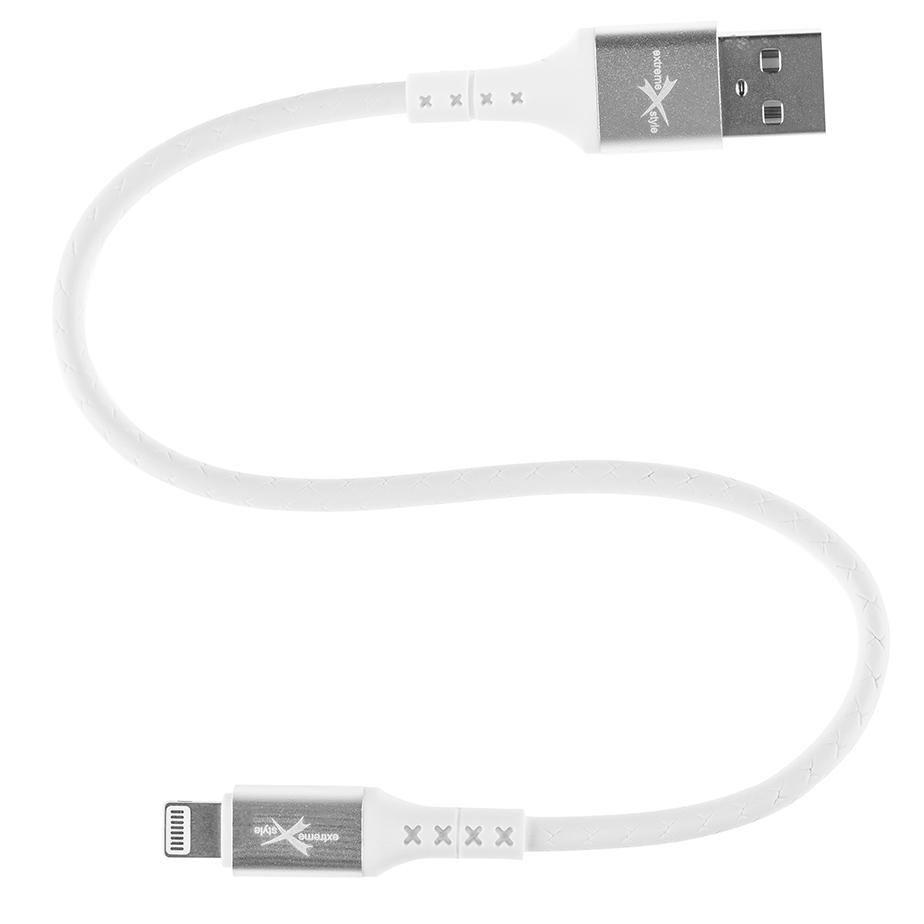 Wzmocniony kabel Ampere USB - iPhone Lightning - eXtremestyle® - 0.3 m - biały