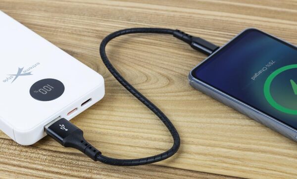 Wzmocniony kabel Ampere USB - USB typ-C - eXtremestyle® - 0.3 m - czarny
