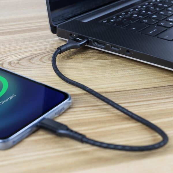 Wzmocniony kabel Ampere USB - USB typ-C - eXtremestyle® - 0.3 m - czarny