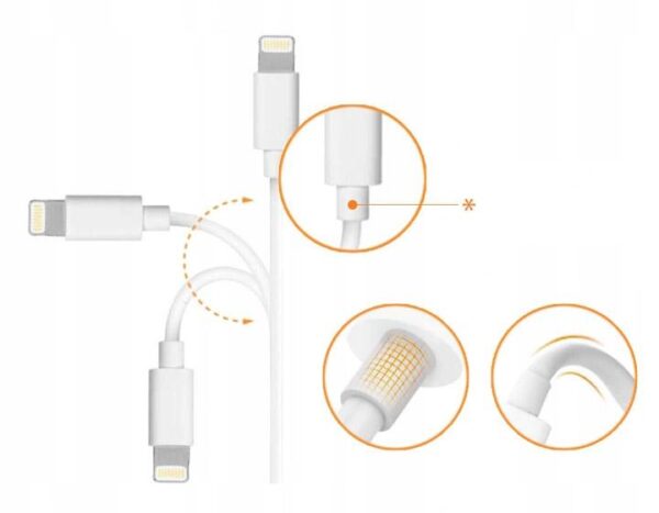 Wzmocniony kabel Ampere USB typ-C - iPhone Lightning - eXtremestyle® - 1 m - biały