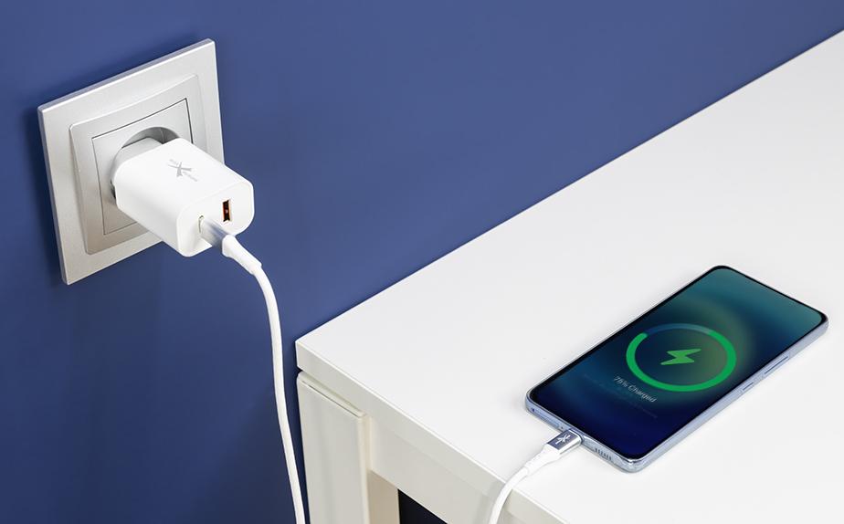 Wzmocniony kabel Ampere USB typ-C - USB typ-C - eXtremestyle® - 1 m - biały