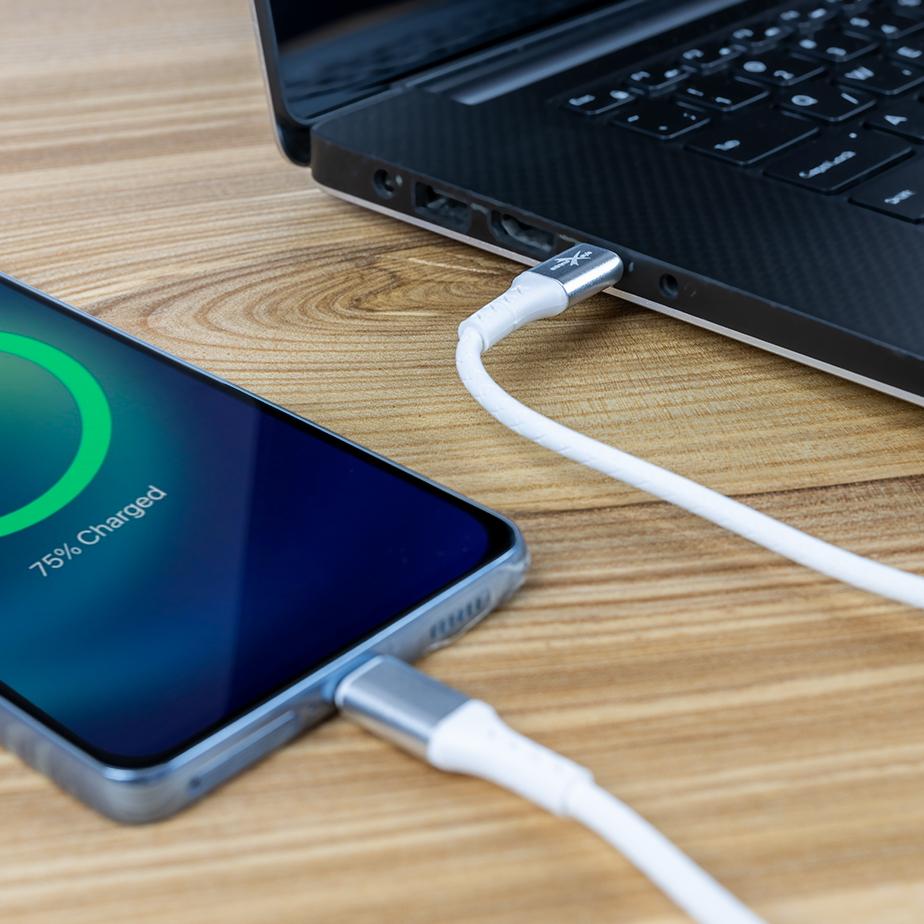 Wzmocniony kabel Ampere USB typ-C - USB typ-C - eXtremestyle® - 1 m - biały