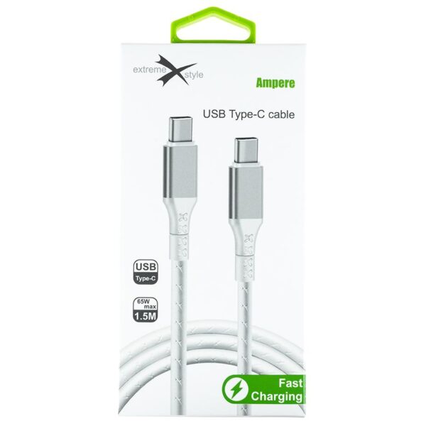 Reinforced cable Ampere USB type-C - USB type-C - eXtremestyle® - 1.5 m - white