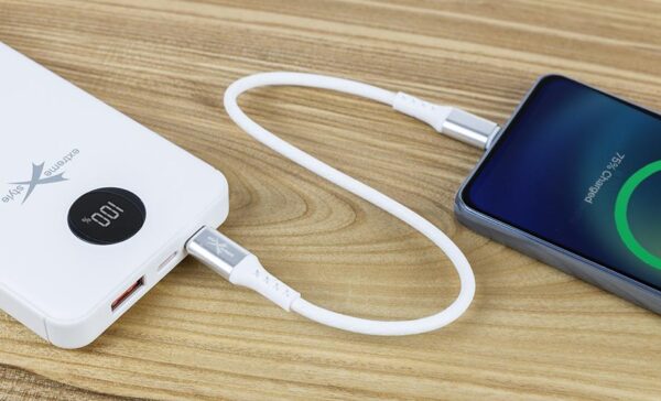Wzmocniony kabel Ampere USB typ-C - USB typ-C - eXtremestyle® - 0.3 m - biały