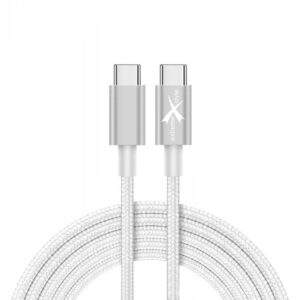Kabel pleciony USB Typ-C - USB Typ-C - eXtreme® - 100 cm - biały