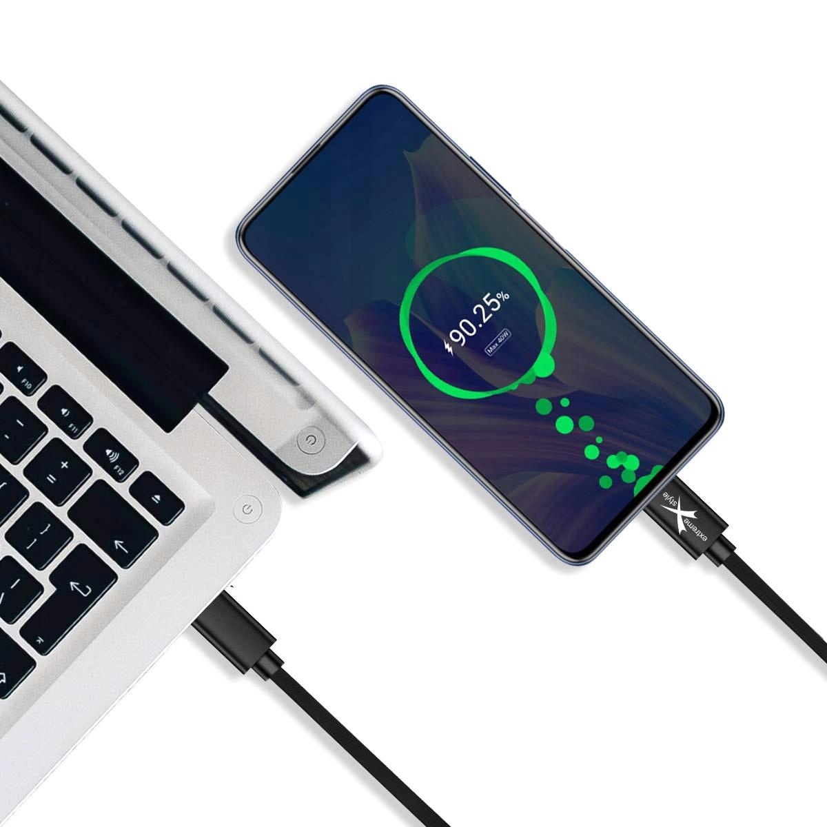 Kabel pleciony USB Typ-C - USB Typ-C - eXtreme® - 100 cm - czarny