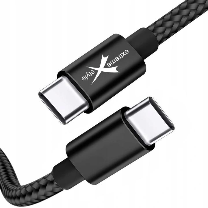 Kabel pleciony USB Typ-C - USB Typ-C - eXtreme® - 100 cm - czarny