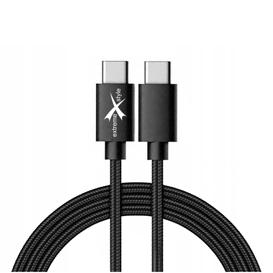Kabel pleciony USB Typ-C - USB Typ-C - eXtreme® - 100 cm - czarny