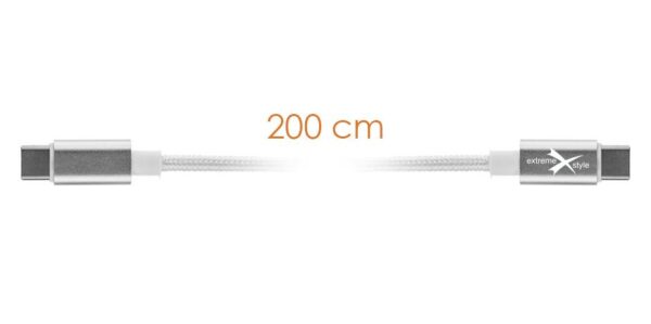 Braided cable USB type-C - USB type-C - eXtreme® - 200 cm - white
