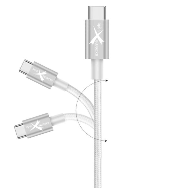 Braided cable USB type-C - USB type-C - eXtreme® - 200 cm - white