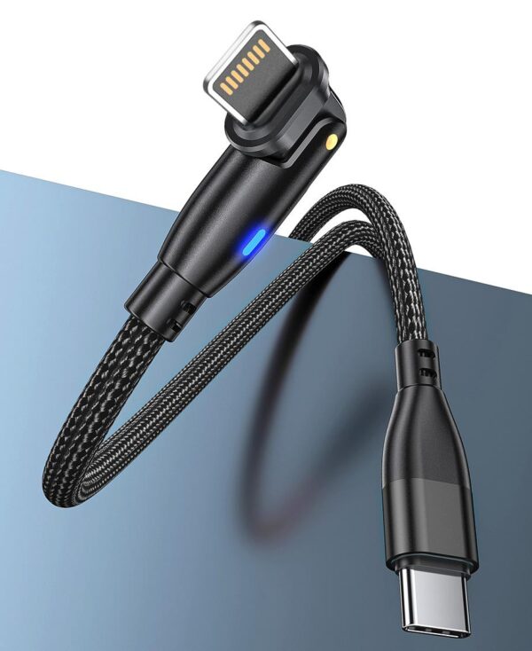 Wzmocniony kabel pleciony Spider ROTATION - 180 - 27 W - USB typ-C - iPhone Lightning - 1 m - czarny