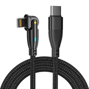 Wzmocniony kabel pleciony Spider ROTATION - 180 - 27 W - USB typ-C - iPhone Lightning - 1 m - czarny