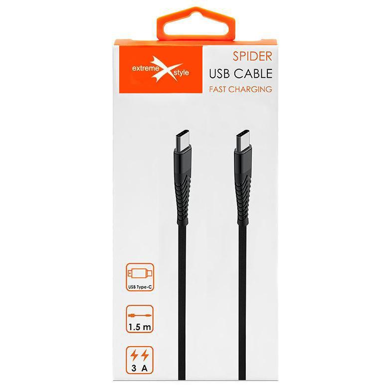 Braided cable eXtreme® Spider USB type-C - USB type-C 1.5 m - black