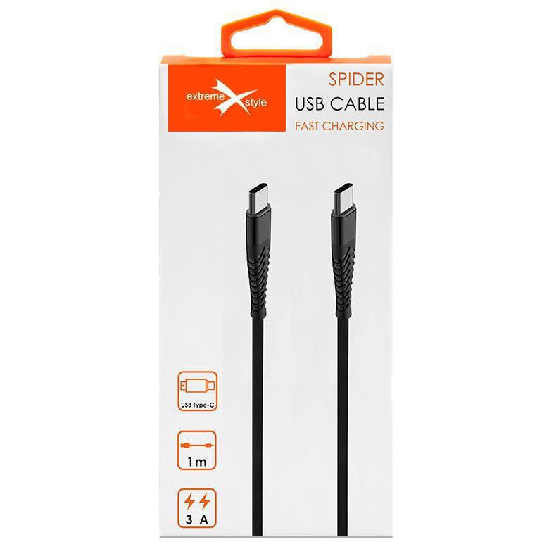 Braided cable eXtreme® Spider USB type-C - USB type-C 1 m - black