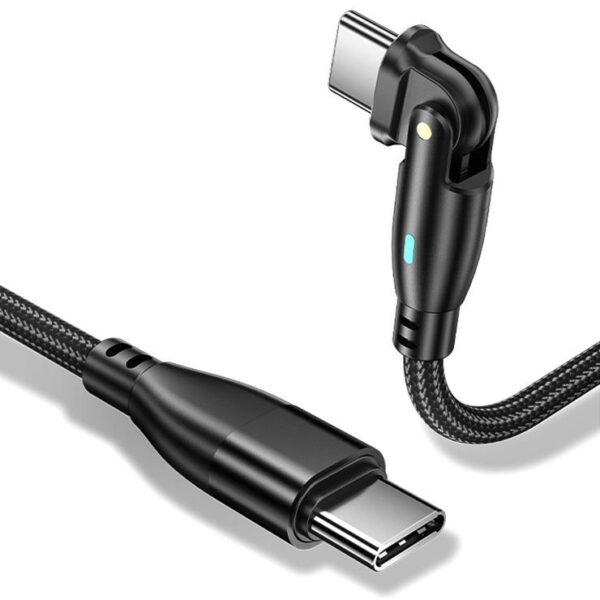 Wzmocniony kabel pleciony Spider ROTATION - 180 - 60 W - USB typ-C - USB typ-C - 1 m - czarny