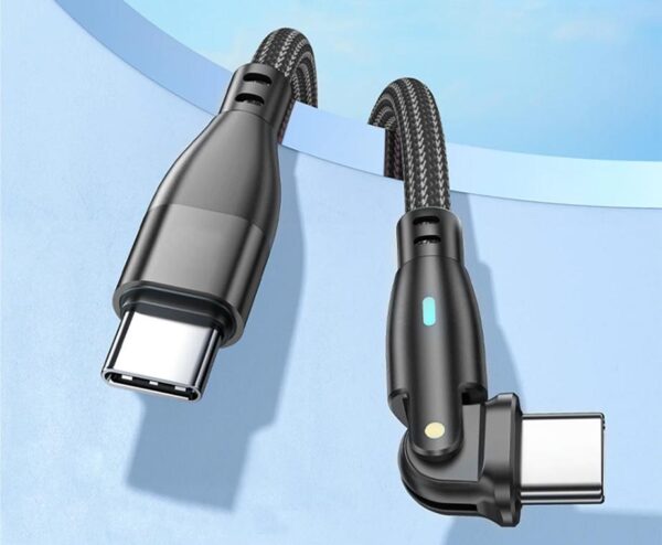 Wzmocniony kabel pleciony Spider ROTATION - 180 - 60 W - USB typ-C - USB typ-C - 1 m - czarny