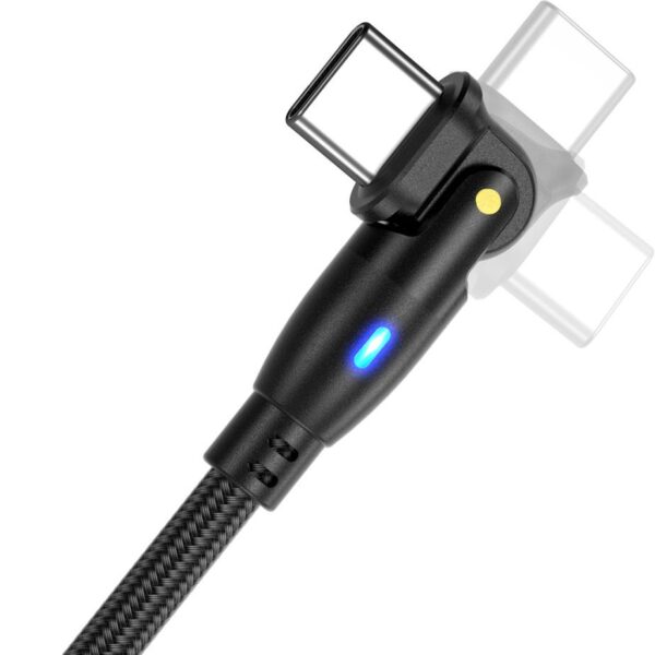 Wzmocniony kabel pleciony Spider ROTATION - 180 - 60 W - USB typ-C - USB typ-C - 1 m - czarny