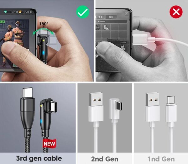Wzmocniony kabel pleciony Spider ROTATION - 180 - 60 W - USB typ-C - USB typ-C - 1 m - czarny