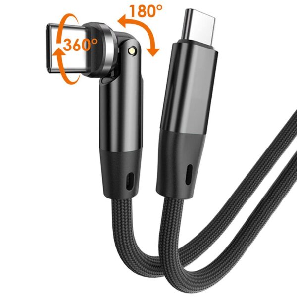 Wzmocniony kabel pleciony Spider ROTATION - 540 - 60 W - USB typ-C - USB typ-C - 1.5 m - czarny