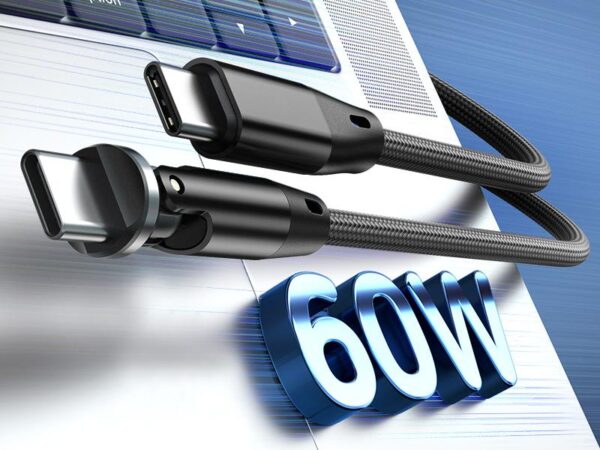 Wzmocniony kabel pleciony Spider ROTATION - 540 - USB typ-C - USB typ-C - 1 m - czarny
