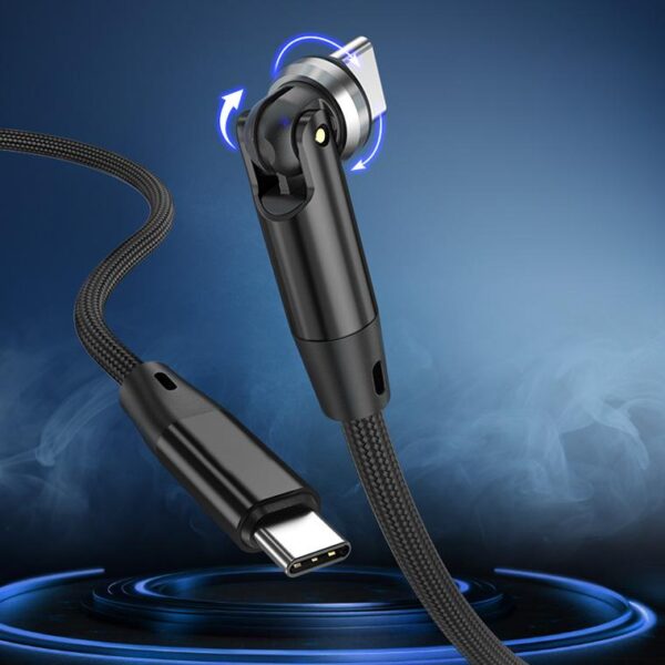 Wzmocniony kabel pleciony Spider ROTATION - 540 - USB typ-C - USB typ-C - 1 m - czarny