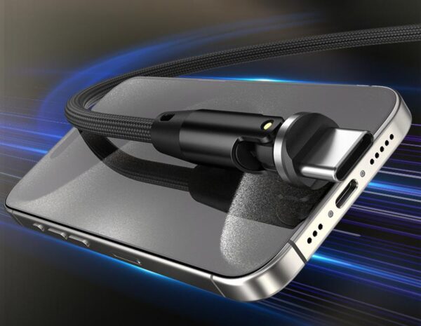 Wzmocniony kabel pleciony Spider ROTATION - 540 - USB typ-C - USB typ-C - 1 m - czarny
