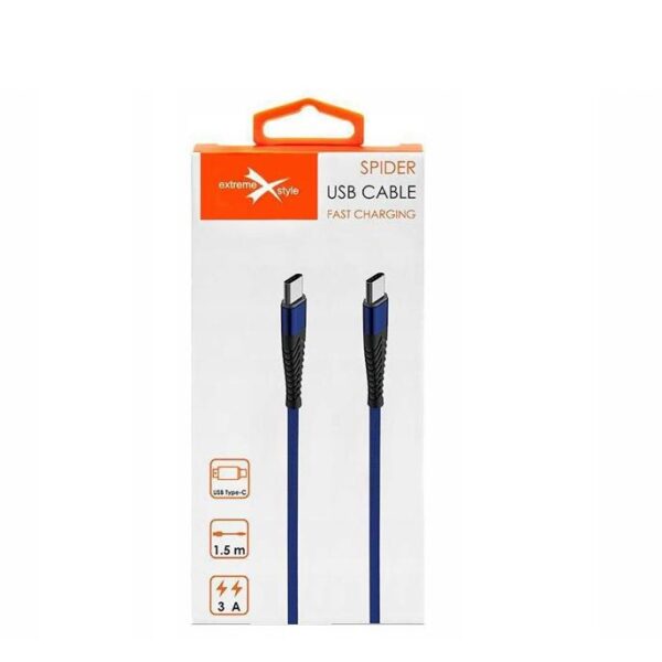 Braided cable eXtreme® Spider USB type-C - USB type-C 1.5 m - blue