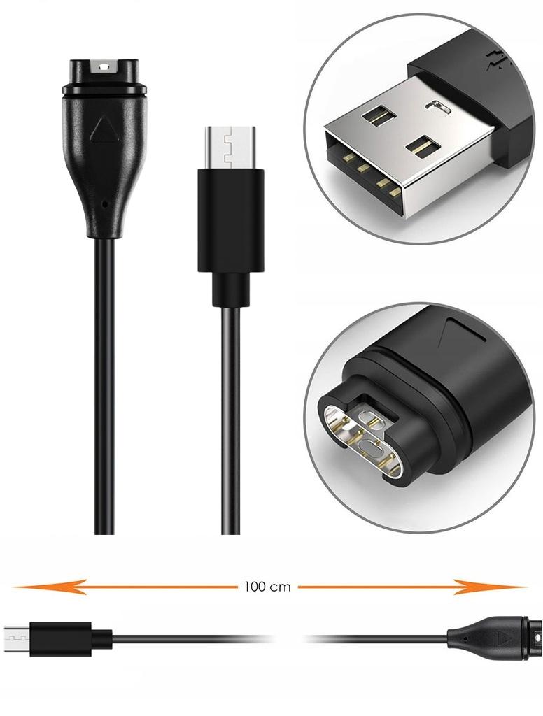Ładowarka kabel USB type-C do Garmin - 1 m - czarna