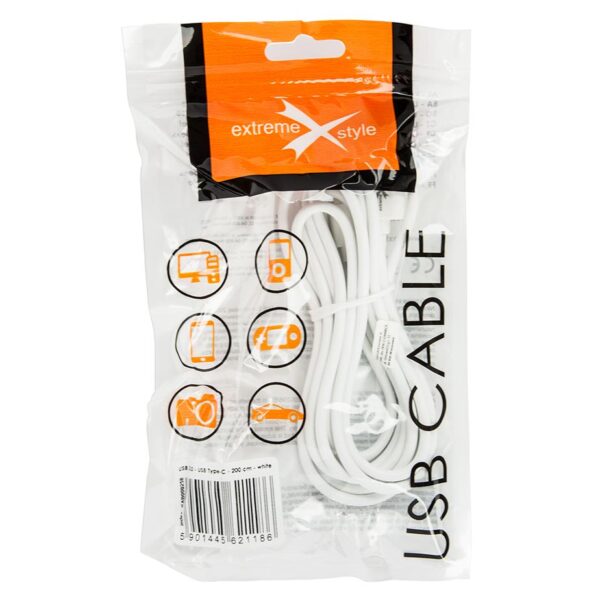 Cable eXtreme USB 2.0 - USB type-C - 200 cm - white