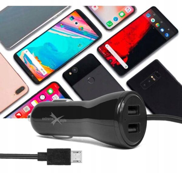 Ładowarka samochodowa do telefonu micro USB + 2 x USB - eXtreme® Ampere - 4A - ACCM2U4B