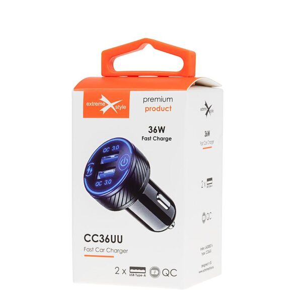 Car charger 2 x USB QC 3.0 - eXtremestyle® - 36 W - CC36UU