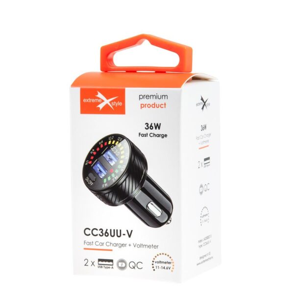 Car charger 2 x USB QC 3.0 - eXtremestyle® - 36 W - CC36UU-V