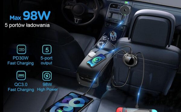 Car charger 3 x USB Typ-C + 2 x USB - eXtremestyle® - 98 W - CC98CCCUU
