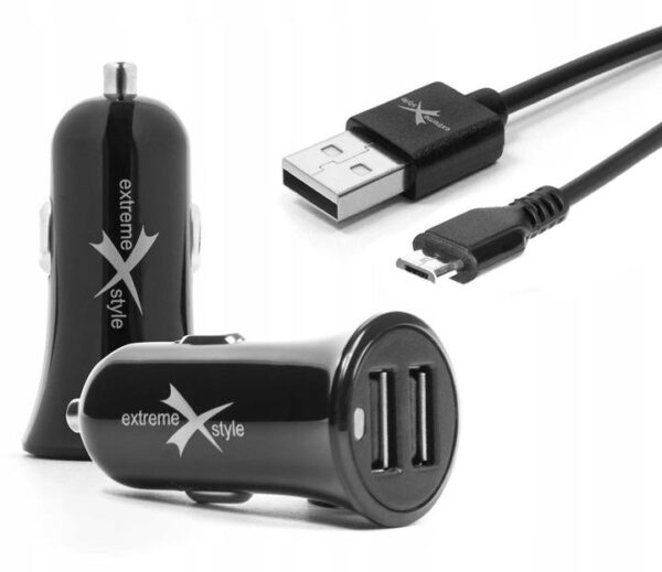Ładowarka samochodowa do telefonu 2 x USB 3.1A + kabel micro USB - eXtreme® - NCC312U+CM