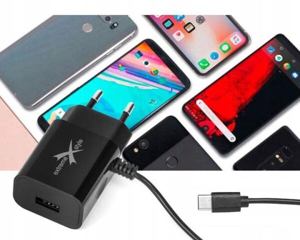 Ładowarka sieciowa do telefonu USB Typ-C + USB - eXtreme® Ampere - 2.4A - ATCCU24B