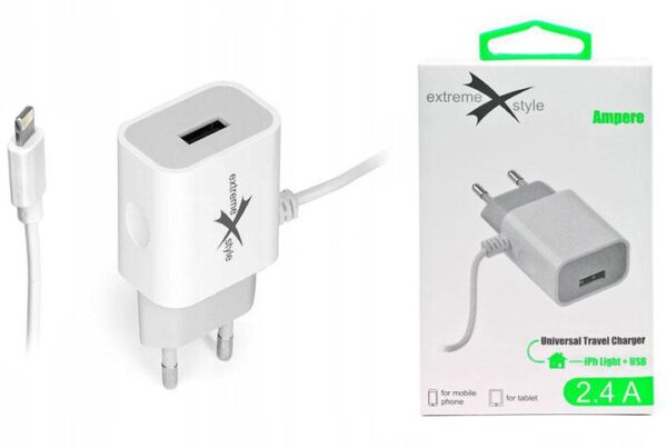 Travel charger eXtreme Ampere iPhone Lightning + USB 2.4A - ATCIU24W