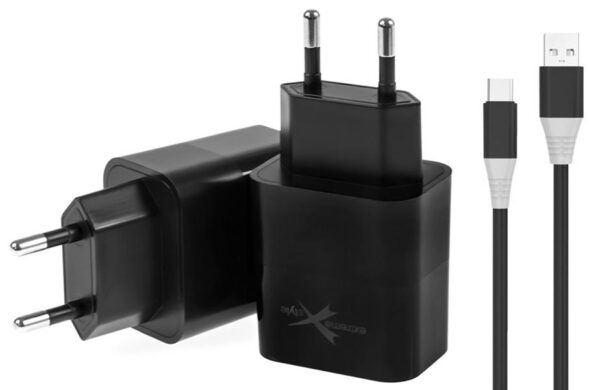 Ładowarka sieciowa - eXtreme® Ampere - FAST QC 3.0 + kabel USB Typ-C - 18W - ATCU3QC30B+CC