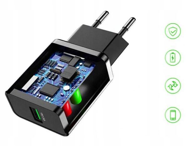 Ładowarka sieciowa - eXtreme® Ampere - FAST QC 3.0 + kabel USB Typ-C - 18W - ATCU3QC30B+CC