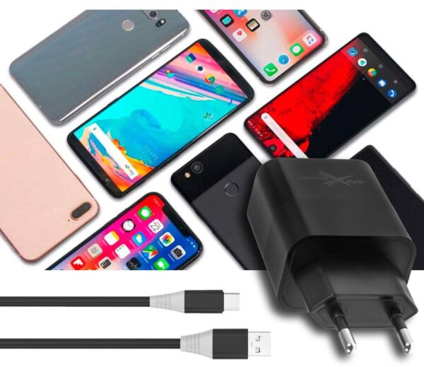 Ładowarka sieciowa - eXtreme® Ampere - FAST QC 3.0 + kabel USB Typ-C - 18W - ATCU3QC30B+CC