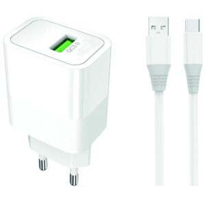 Travel charger - eXtreme® Ampere - FAST QC 3.0 + cable USB Type-C - 18W - ATCU3QC30W+CC