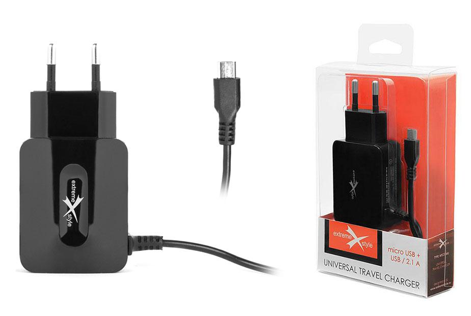 Travel charger eXtreme® micro USB + USB 2.1A - NTC21MU