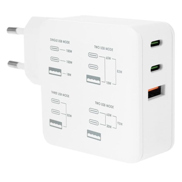 Ładowarka sieciowa eXtreme® 2 x USB typ-C + USB - PD QC - 100W - TC100CCU