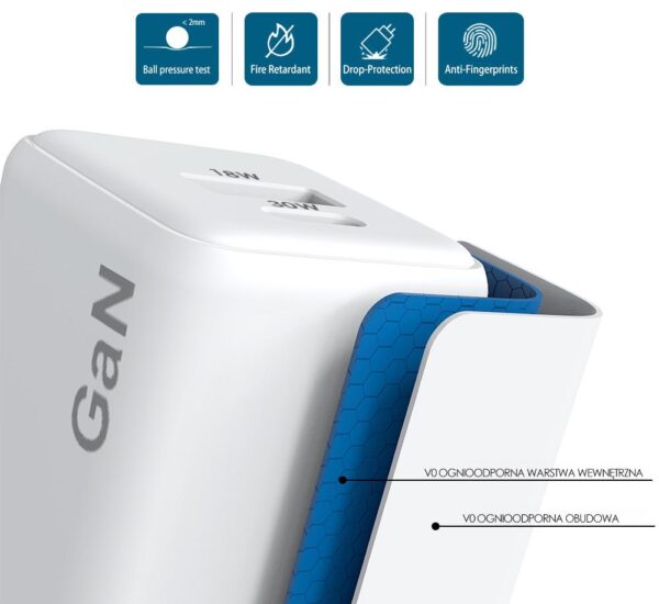 Travel charger USB Type-C + USB - eXtremestyle® - GaN evo - 30 W - TC30CUGAN