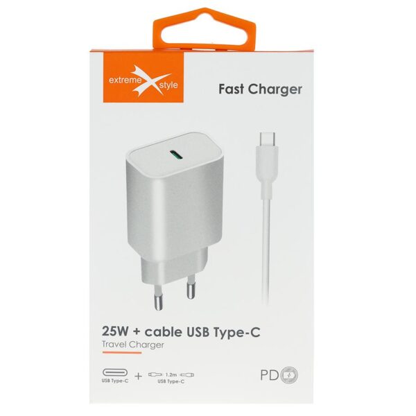 Travel charger eXtreme® USB Typ-C + cable USB Typ-C - PD - 25W - TC25C+CC