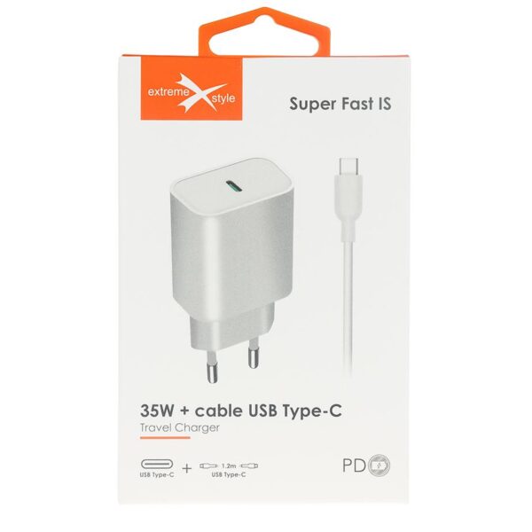 Travel charger eXtreme® USB Typ-C + cable USB Typ-C - PD - 35W - TC35C+CC