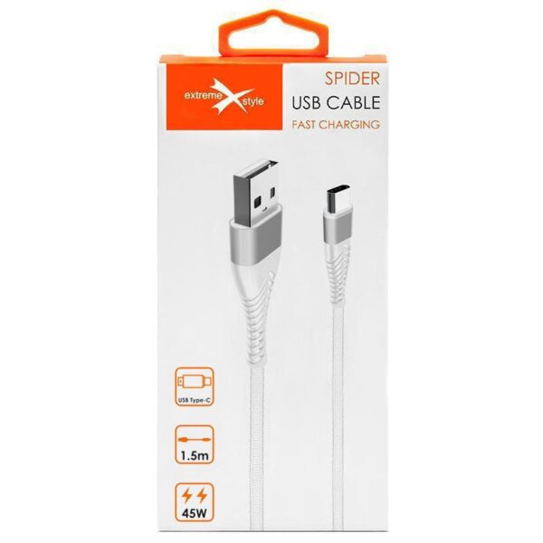 Braided cable eXtreme® Spider USB - USB type-C 1.5 m - white